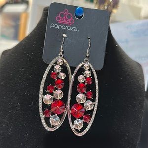 Paparazzi #179 red and silver earrings